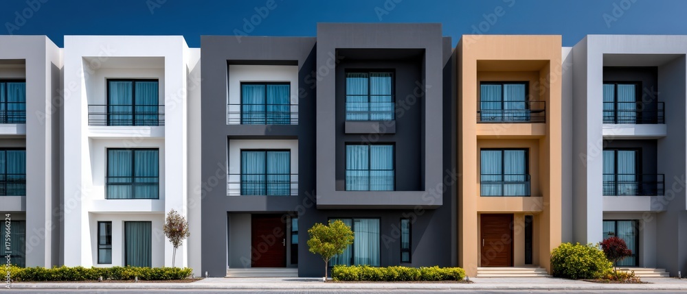 Obraz premium Detailed view of modern Bauhaus buildings in urban setting