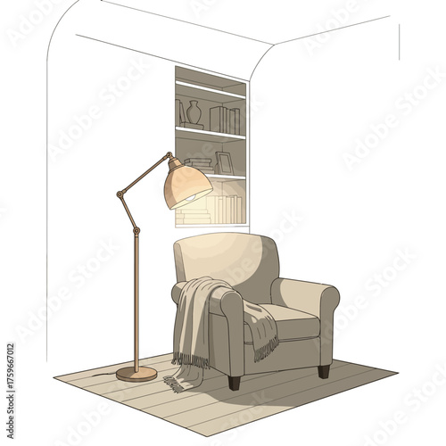 Modern Interior Room Set Vector Collection | Outline Flat Design with Realistic Details