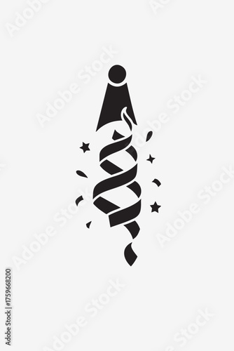 Medical Writing Silhouette – Pen Nib with Rod of Asclepius and Decorative Stars