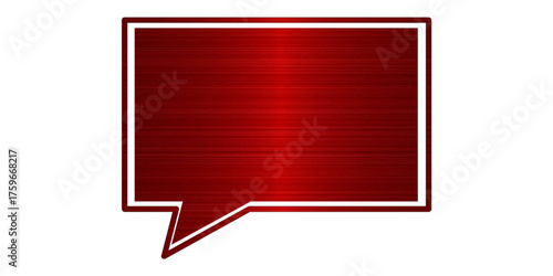 Red Brushed Metal Rectangular Speech Bubble PNG