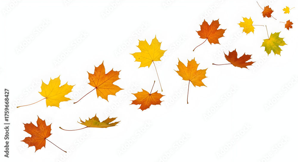 Fototapeta premium i need a title and 49 tags separated with comas for these images to upload on adobe stock and title and tags should seo friendly Scattered Maple Leaves in Motion — Diagonal Fall Leaf Arrangement on Ye