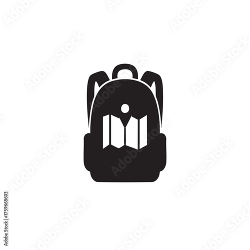 Education Backpack Silhouette with Open Book – Minimalist School Icon