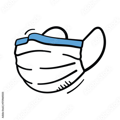 Healthcare safety, personal care, icon of medical mask in flat style