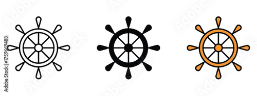Ship steering wheel icon vector. adventure and maritime charm symbol. vector illustration.