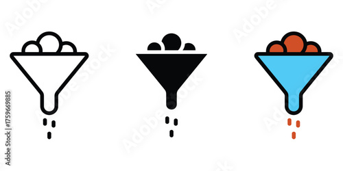 Extraction icon vector. data refinement, lead generation, funnel analysis symbol. vector illustration.