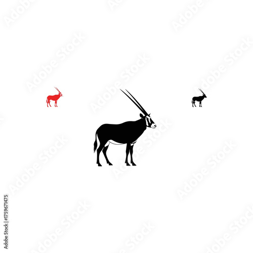 Elegant Oryx Silhouette with Distant Companions.