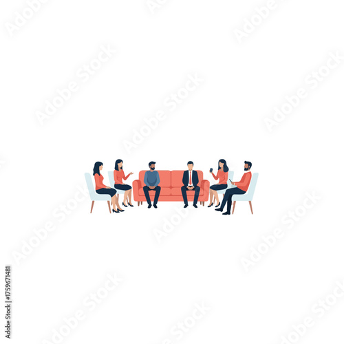 Group Therapy Session - People Sitting in Circle Discussing Issues.