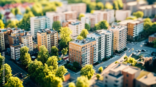 Miniature city model showing sustainable urban living concept