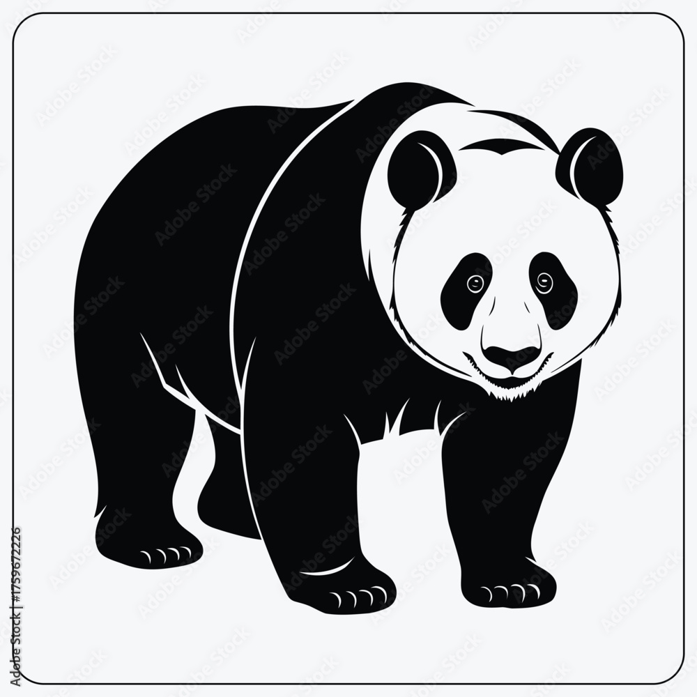 Fototapeta premium Stylized giant panda illustration. Black and white Asian bear graphic. Vector symbol for a zoo, conservation, or a wildlife logo.