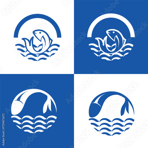 fish animal shape business logo illustration