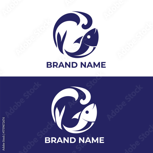 fish animal shape business logo illustration