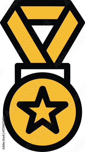 Golden Medal Vector Icon for Professional Achievement