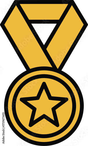 Golden Victory Medal Minimal Icon for Champion Recognition