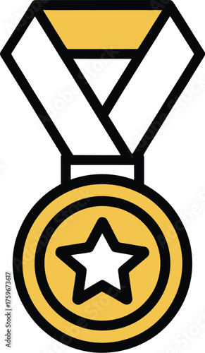 Minimalist Gold Medal Award Icon for Achievement Badge