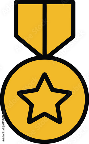 Award Medal Outline Icon for Success Achievement Vector