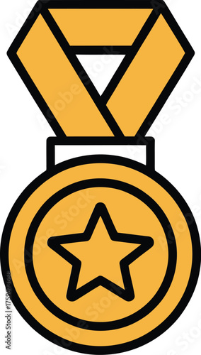 Golden Victory Medal Minimal Icon for Champion Recognition
