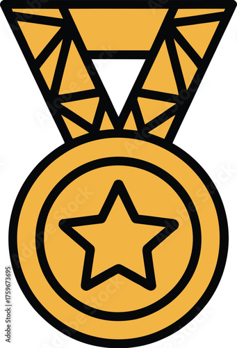 Minimalist Gold Medal Award Icon for Achievement Badge