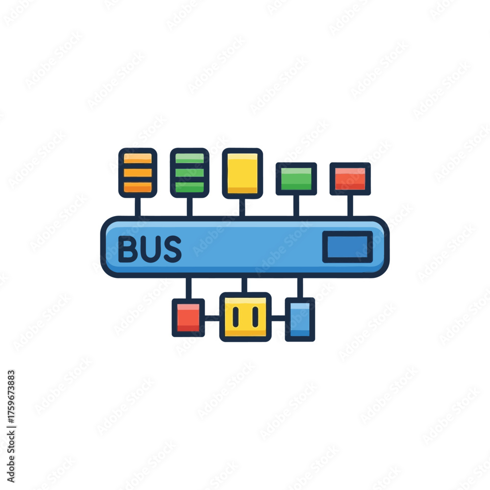 Fototapeta premium A colorful icon representing a computer bus system.