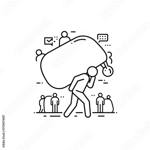 Man Carrying Heavy Load Symbolizing Burden and Responsibility.