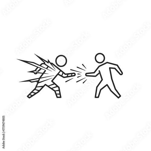 Two stick figures engaged in a dynamic energy exchange during combat.