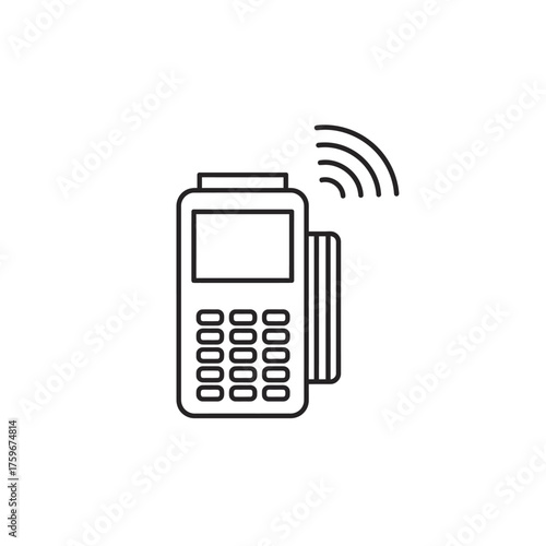 Wireless payment terminal with card reader and network signal for transactions.