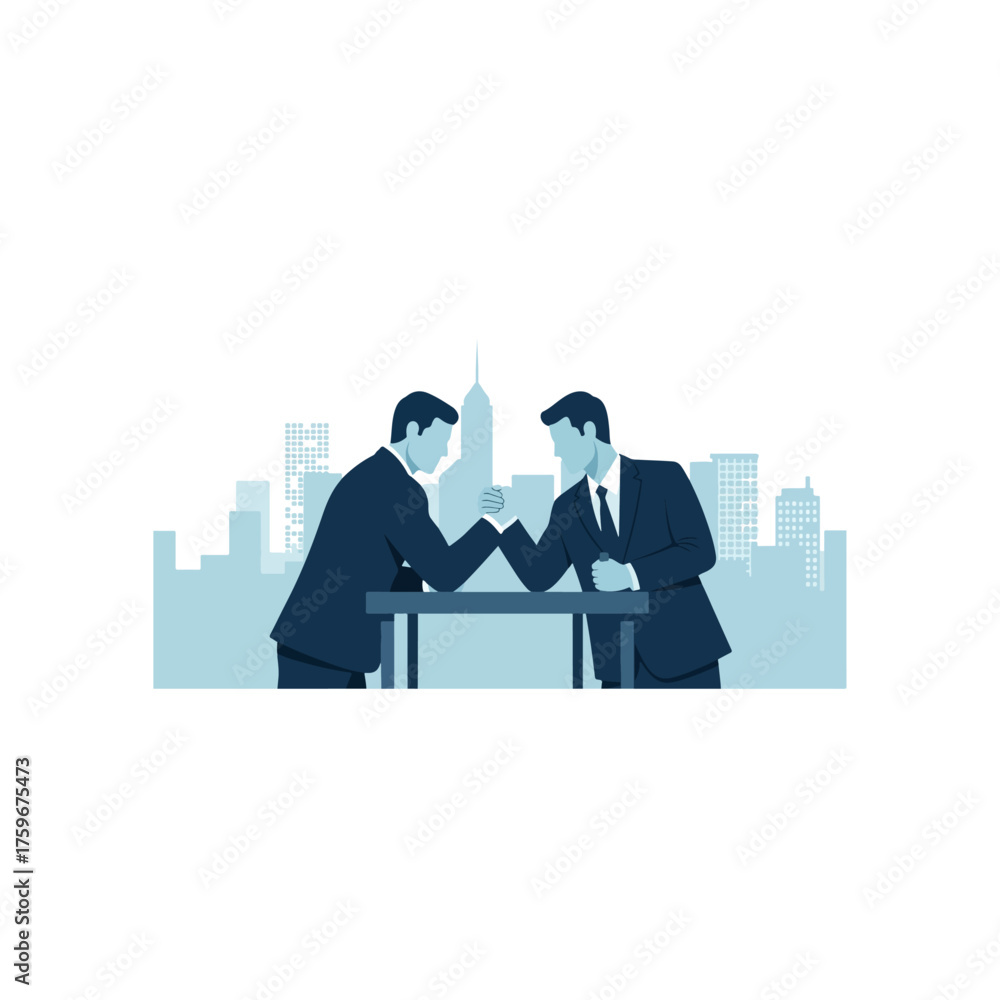 Obraz premium Businessmen Arm Wrestling in a Competitive Standoff.
