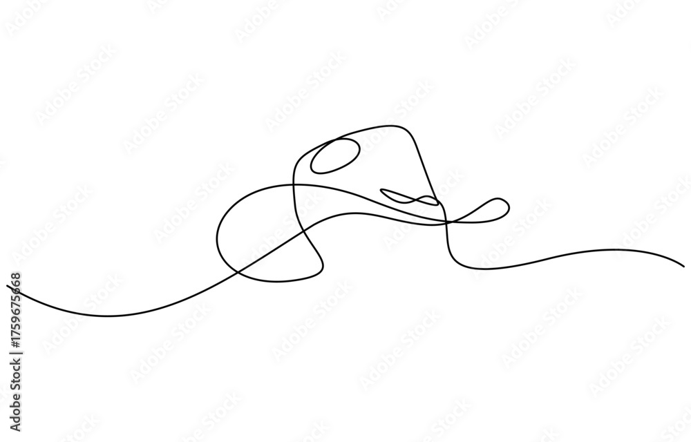Obraz premium Continuous one line drawing of Cowboy hat vector illustration isolated on transparent background