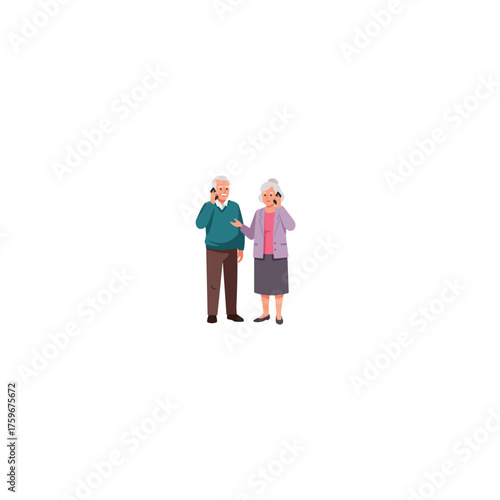 Elderly Couple Standing Together, Illustrating Aging and Companionship.