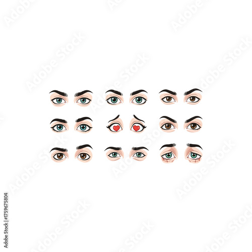 Collection of Diverse Eye Expressions and Gaze Directions.