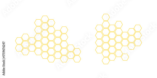 Honeycomb icons vector symbol, honeycomb patterns with honey bee . Set of icons of honeycomb, bee honeycomb of abstract form. eps 10 