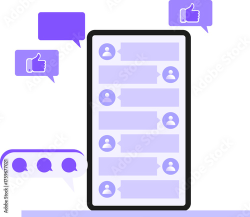 Mobile Phone with Messaging App Interface