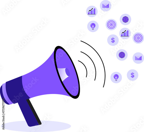 Marketing Loudspeaker with Business Icons