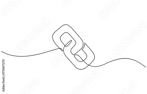 Continuous one line drawing link or hyperlink chain symbol isolated on transparent background