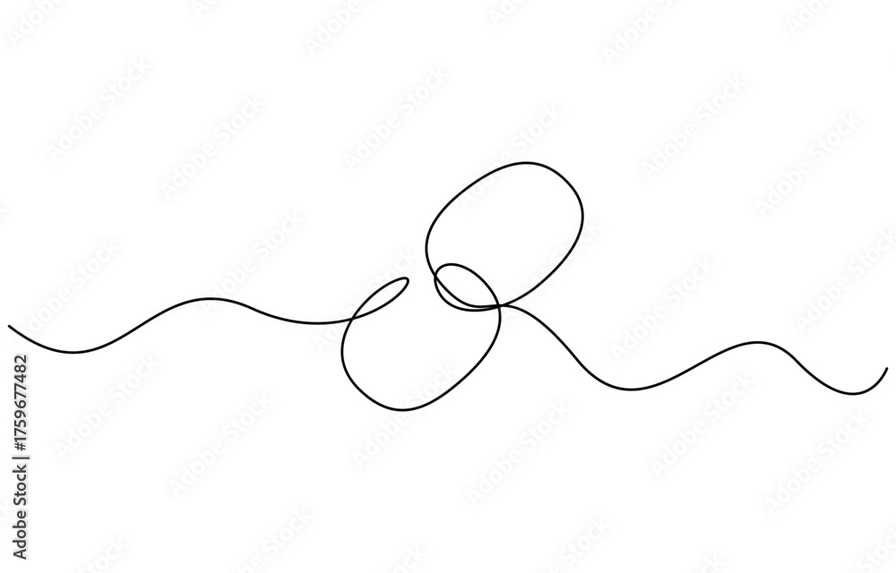 Fototapeta premium Continuous one line drawing link or hyperlink chain symbol isolated on transparent background