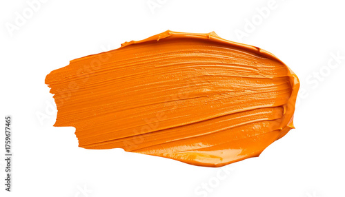 textured abstract orange paint stroke isolated on transparent background, png