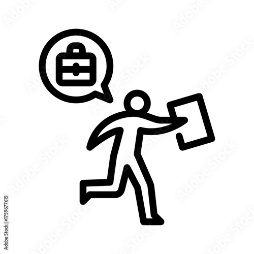 A man finding a job outline icon. figure line art illustration.