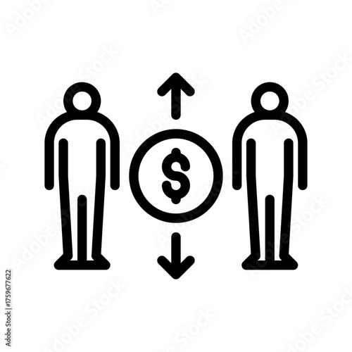 Unstable economy outline icon. figure line art illustration.