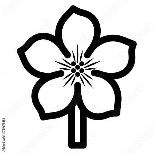black and white silhouette vector icon of Adenium flower on white background