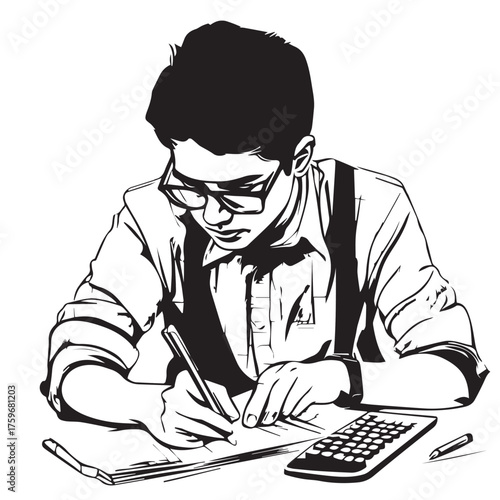 vector illustration of an accountant with glasses