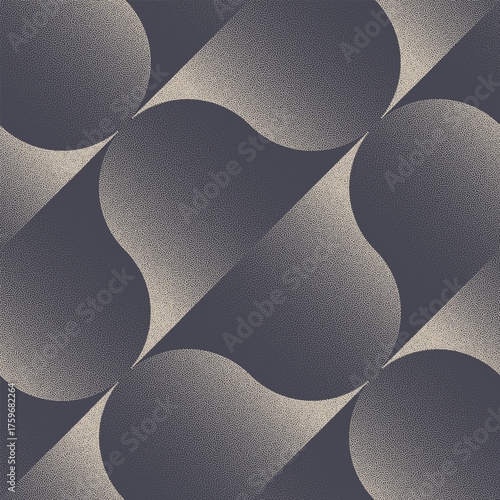 Vector seamless pattern abstract background with halftone composition and grainy texture. Fancy stylish layout for interior textiles, dynamic branding or retro digital decor repetitive wallpapers