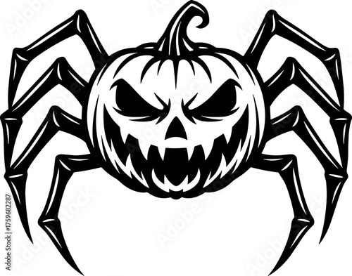 Spider Pumpkin vector silhouette clipart design
