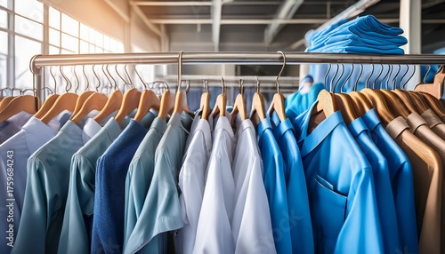 dry cleaning clothes clean cloth chemical process laundry industrial dry cleaning hanging clothes on rack