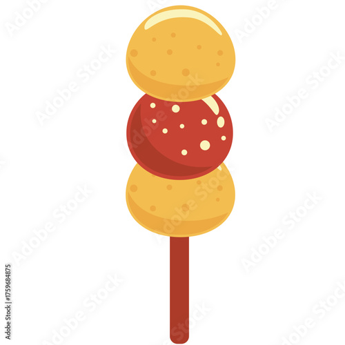 Stacked round candies on stick, perfect for party favors, carnival themes, or colorful sweet-themed design projects and icons.
