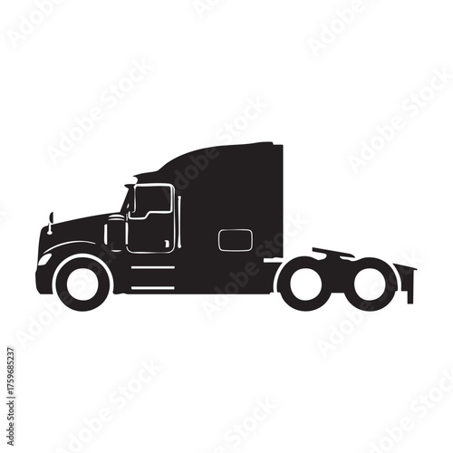 Vector art of silhouette of a semitruck this vector illustration depicts a commercial vehicle commonly used for longhaul transportation, showcasing its iconic design