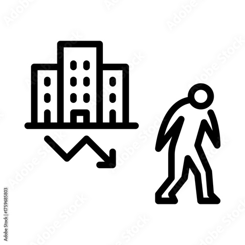 A company bankrupt outline icon. figure line art illustration.