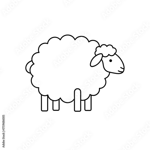 Wallpaper Mural Cute cartoon sheep standing on a white background with copy space Torontodigital.ca
