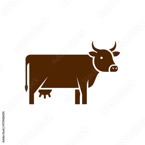 Minimalist brown cow illustration for agricultural branding or dairy design