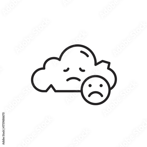 Sad Cloud Icon Representing Gloomy Weather or Unhappy Feelings.