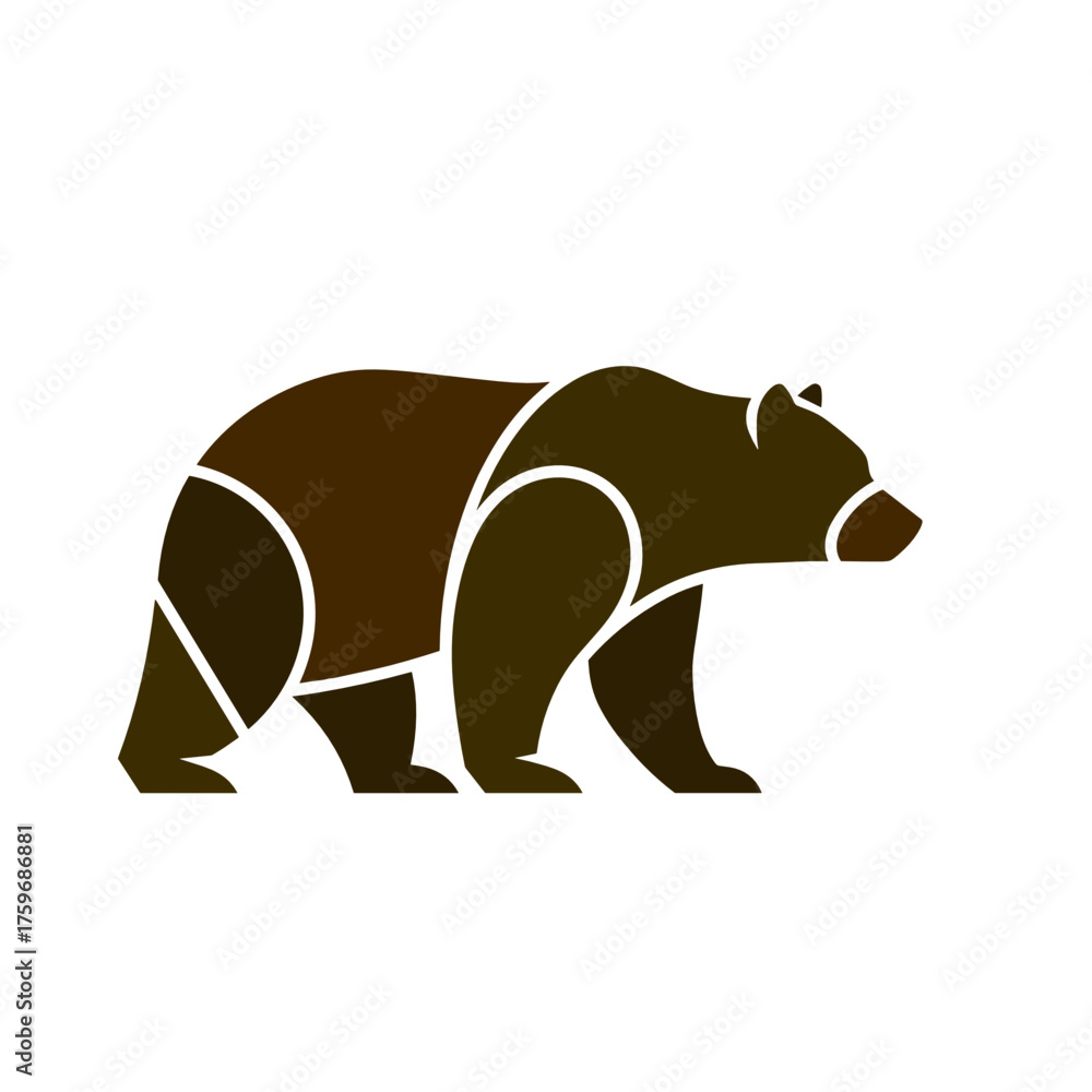 Obraz premium Stylized animal illustration of a bear in brown tones for logo concept