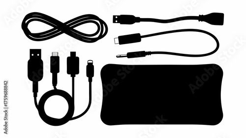 Essential tech organizer with USB cables and adapter set perfect for home office or travel accessories